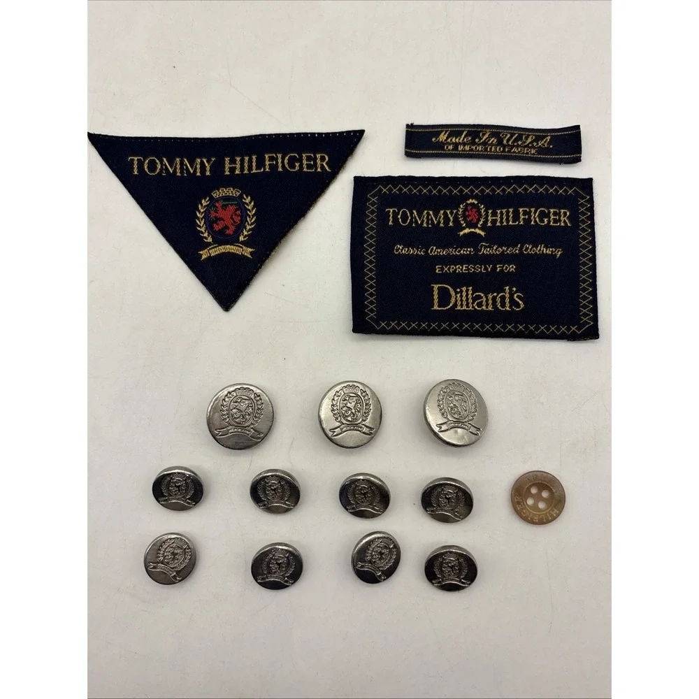 Tommy Hilfiger Blazer Button Set 11 Silver Coat Of Arms Logo Waterbury 1 Plastic